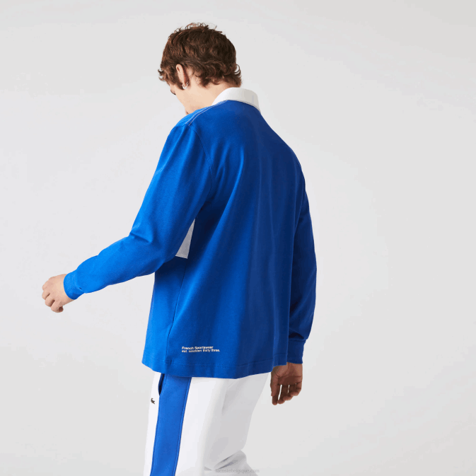 bleu k1q V6HV1688 Hommes Lacoste polo de rugby ample de marque