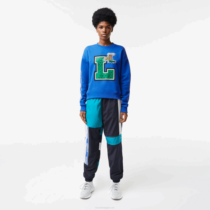 bleu k1q V6HV2579 femmes Lacoste imprimé surdimensionné et sweat-shirt de marque