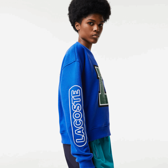 bleu k1q V6HV2579 femmes Lacoste imprimé surdimensionné et sweat-shirt de marque