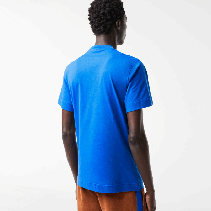 bleu k1q V6HV568 Hommes Lacoste t-shirt regular fit en coton à lettres contrastées