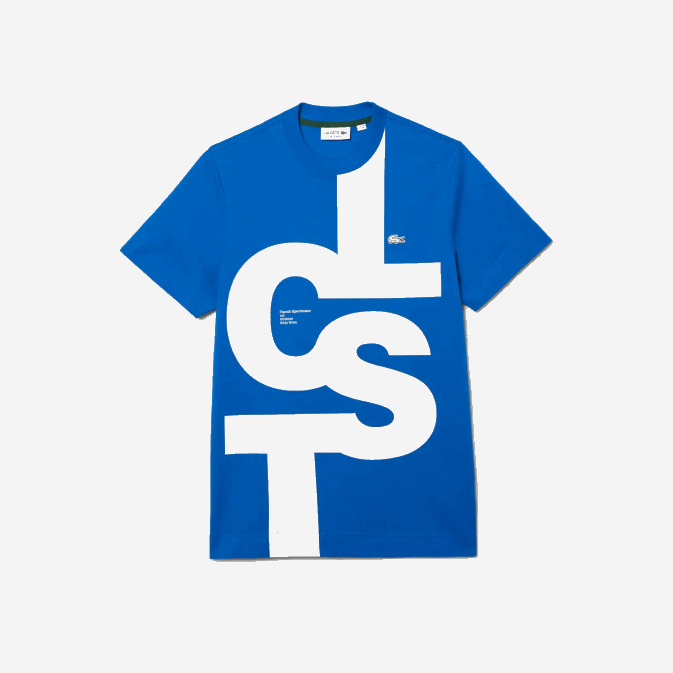 bleu k1q V6HV568 Hommes Lacoste t-shirt regular fit en coton à lettres contrastées