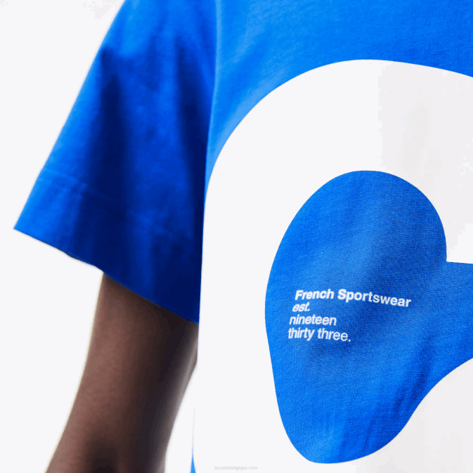 bleu k1q V6HV568 Hommes Lacoste t-shirt regular fit en coton à lettres contrastées