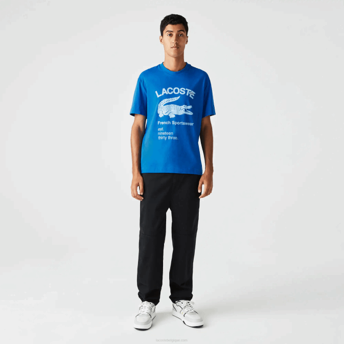bleu k1q V6HV700 Hommes Lacoste t-shirt ample en crocodile