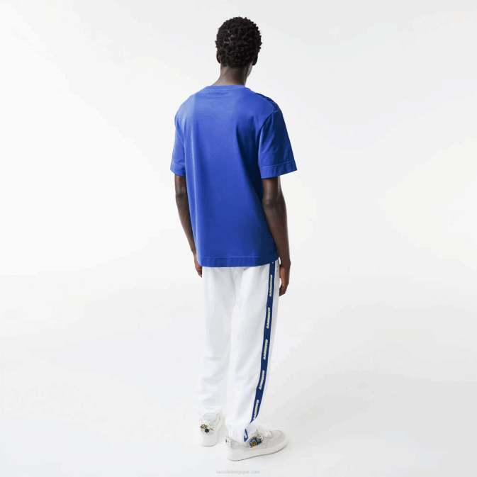 bleu k1q V6HV742 Hommes Lacoste t-shirt coupe ample à écusson effet bande dessinée