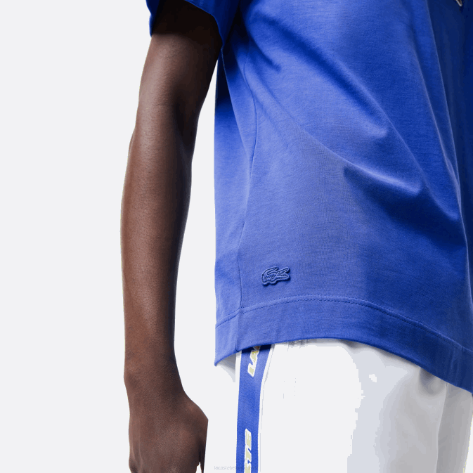 bleu k1q V6HV742 Hommes Lacoste t-shirt coupe ample à écusson effet bande dessinée