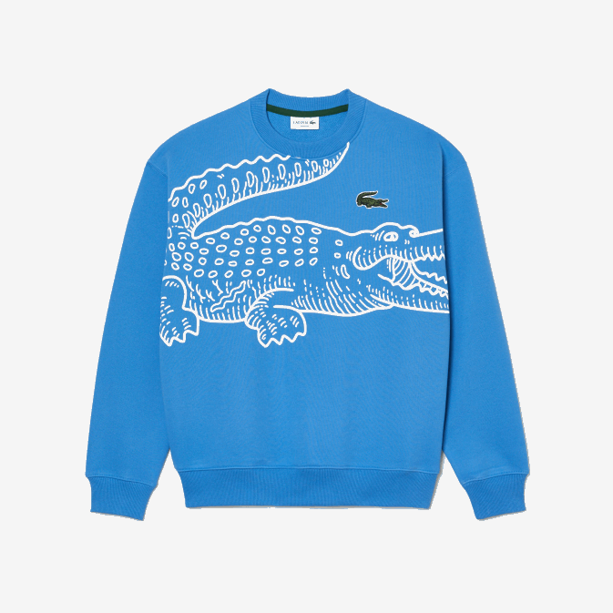 bleu l99 V6HV363 Hommes Lacoste sweat ample à col rond et imprimé croco