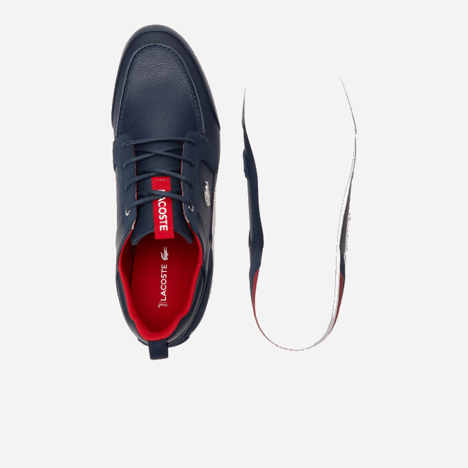 bleu marine  rouge 144 V6HV1722 Hommes Lacoste chaussures bateau en cuir marina