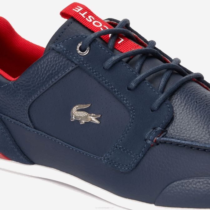 bleu marine  rouge 144 V6HV1722 Hommes Lacoste chaussures bateau en cuir marina