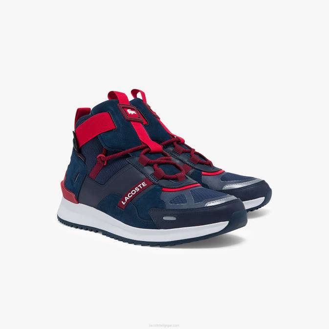 bleu marine  rouge 144 V6HV1837 Hommes Lacoste baskets en cuir et textile run breaker