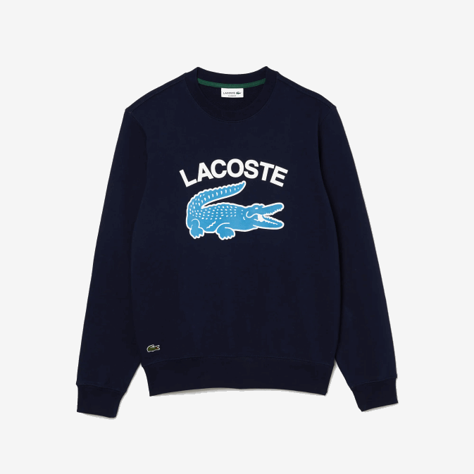 bleu marine 166 V6HV1029 Hommes Lacoste sweat à col rond imprimé crocodile