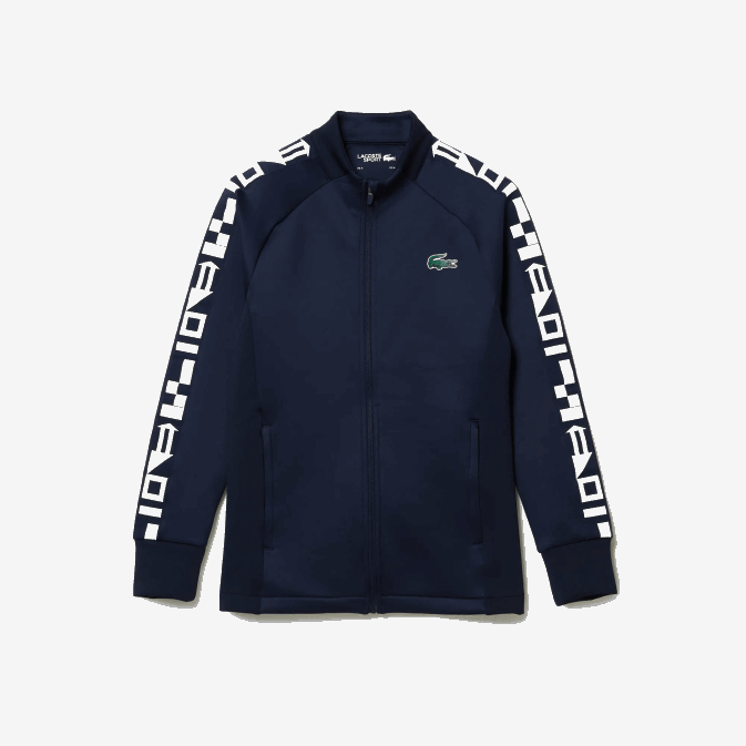 bleu marine 166 V6HV1051 Hommes Lacoste sweat zippé tennis imprimé sport