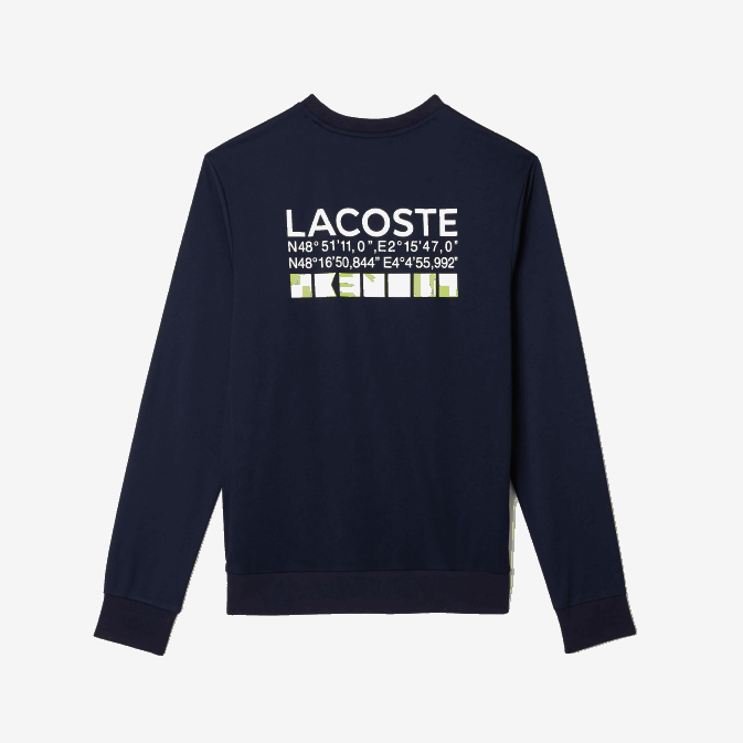 bleu marine 166 V6HV1055 Hommes Lacoste sweat-shirt de tennis imprimé sport