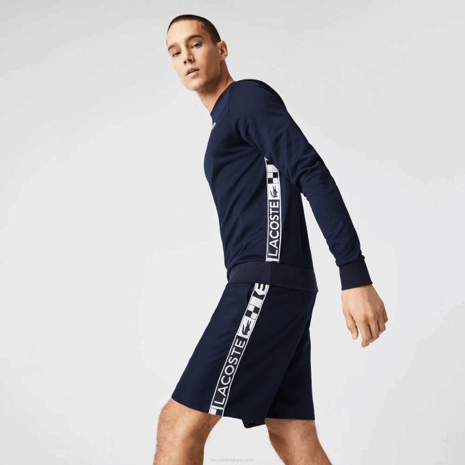 bleu marine 166 V6HV1055 Hommes Lacoste sweat-shirt de tennis imprimé sport