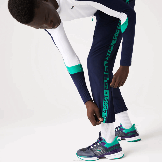 bleu marine 166 V6HV1089 Hommes Lacoste pantalon de survêtement de tennis à imprimés latéraux sport