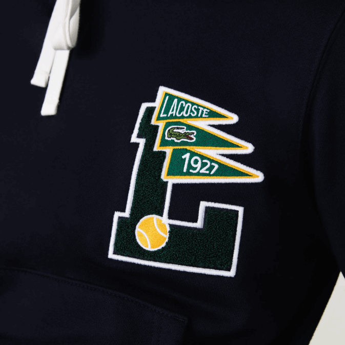 bleu marine 166 V6HV1100 Hommes Lacoste pennants l badge sweat à capuche en molleton de coton