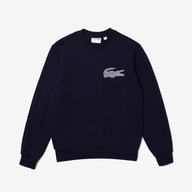 bleu marine 166 V6HV1181 Hommes Lacoste sweat molleton coton bio made in france