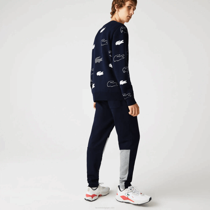 bleu marine 166 V6HV1206 Hommes Lacoste pantalon de jogging déstructuré en molleton de coton à logo Heritage