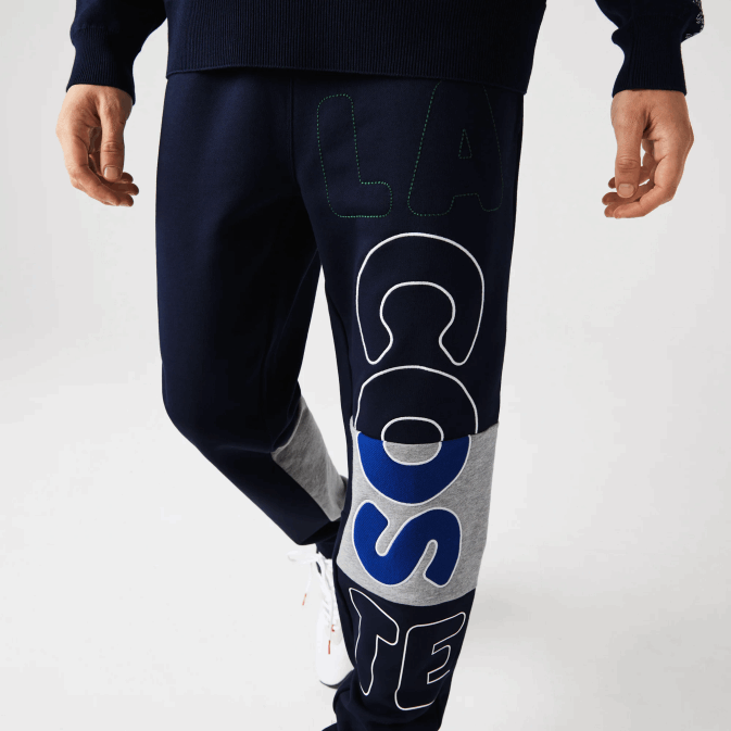 bleu marine 166 V6HV1206 Hommes Lacoste pantalon de jogging déstructuré en molleton de coton à logo Heritage
