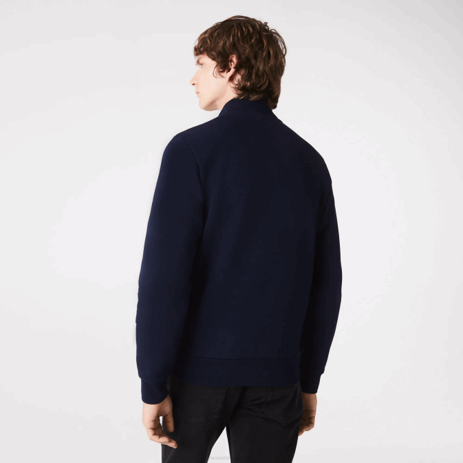 bleu marine 166 V6HV1270 Hommes Lacoste sweat zippé coupe classique en polaire grattée