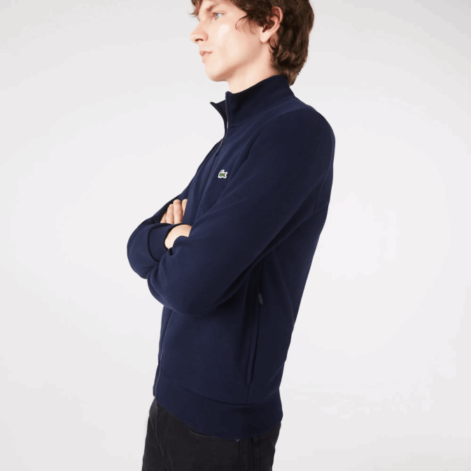 bleu marine 166 V6HV1270 Hommes Lacoste sweat zippé coupe classique en polaire grattée