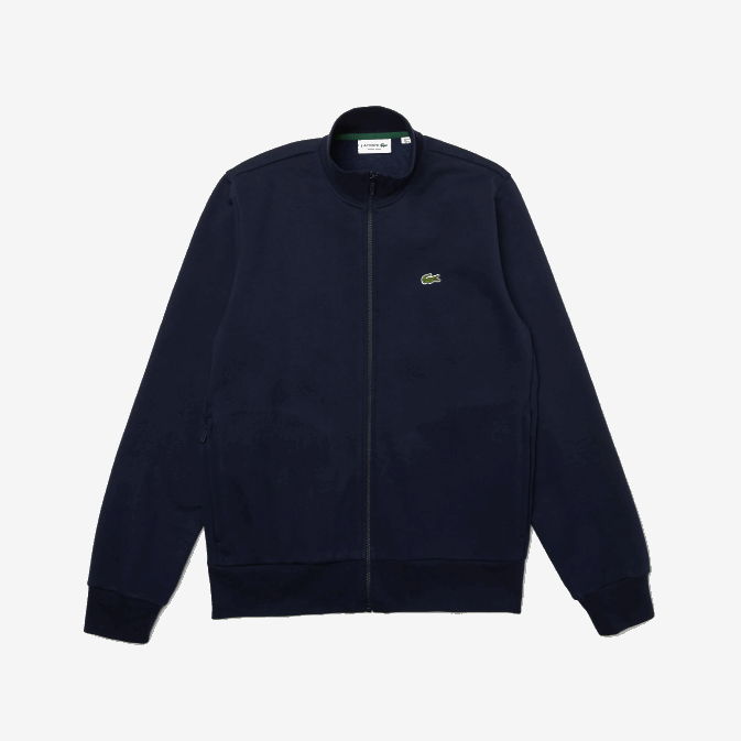 bleu marine 166 V6HV1270 Hommes Lacoste sweat zippé coupe classique en polaire grattée