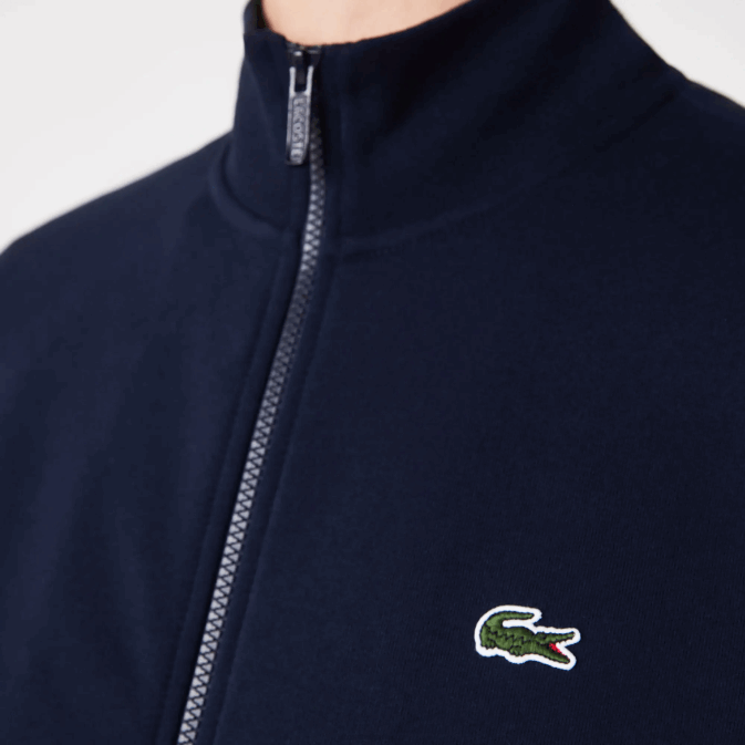 bleu marine 166 V6HV1270 Hommes Lacoste sweat zippé coupe classique en polaire grattée