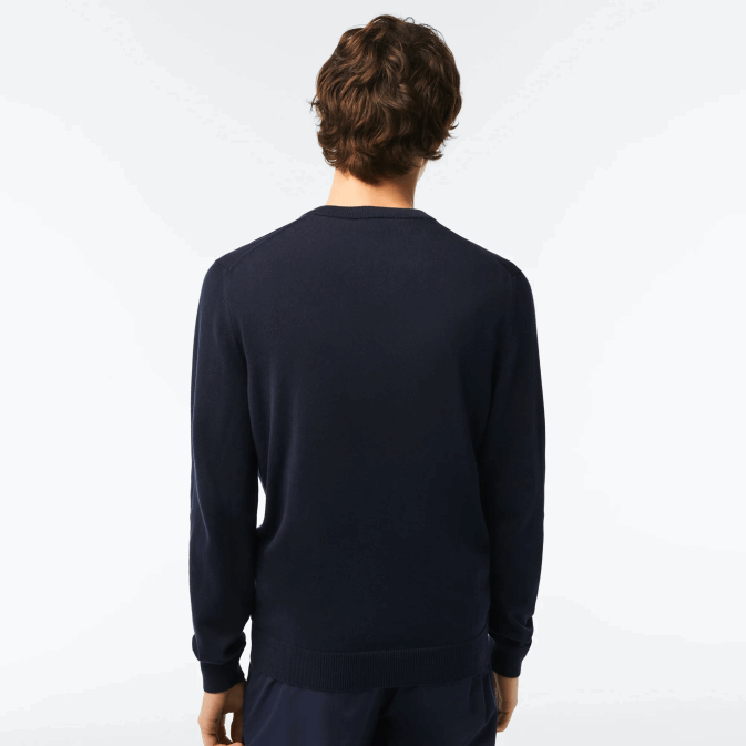 bleu marine 166 V6HV1326 Hommes Lacoste pull col v en coton bio