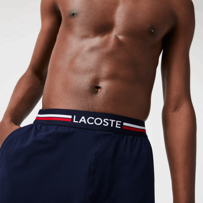 bleu marine 166 V6HV1376 Hommes Lacoste boxer long à taille rayée