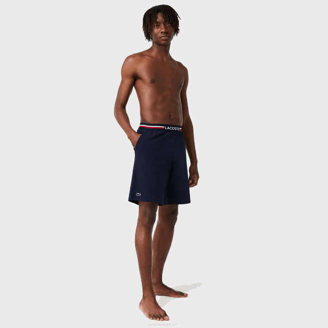 bleu marine 166 V6HV1376 Hommes Lacoste boxer long à taille rayée
