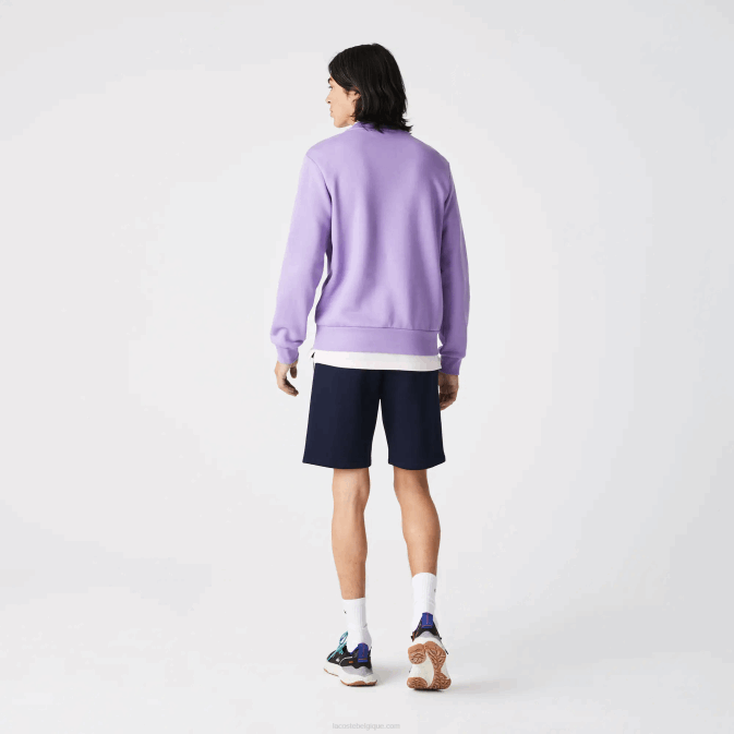 bleu marine 166 V6HV1496 Hommes Lacoste short en molleton gratté à bandes imprimées