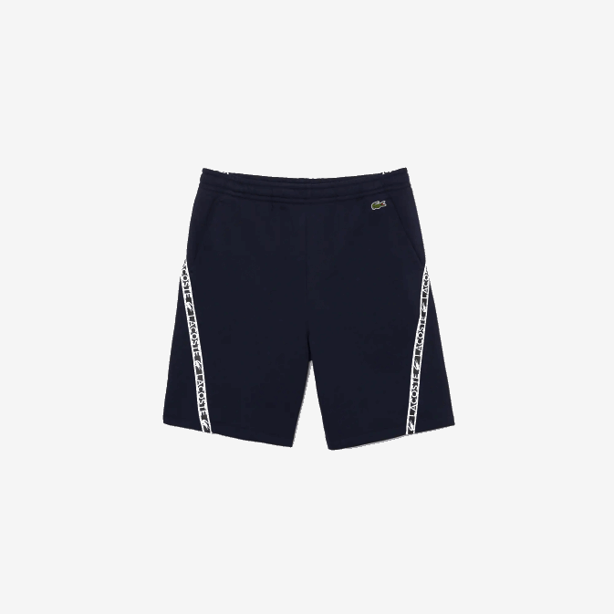 bleu marine 166 V6HV1496 Hommes Lacoste short en molleton gratté à bandes imprimées