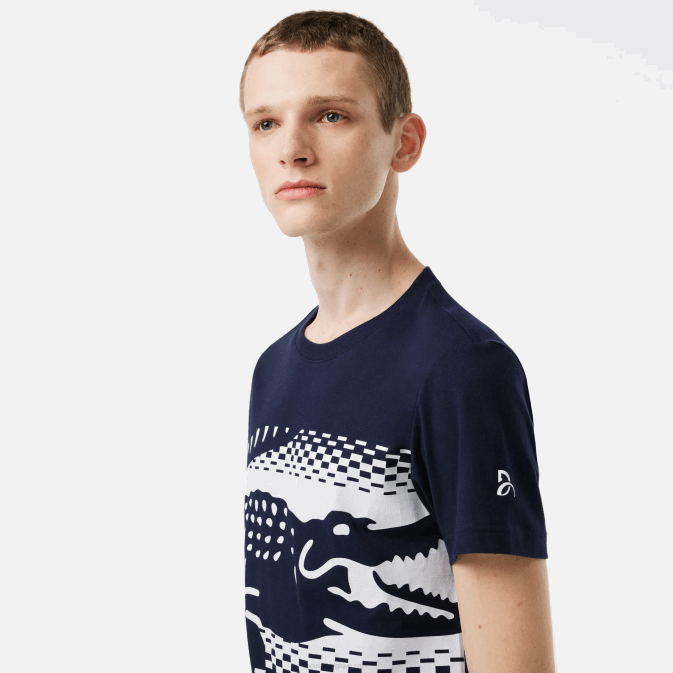 bleu marine 166 V6HV153 Hommes Lacoste tee shirt tennis x novak djokovic