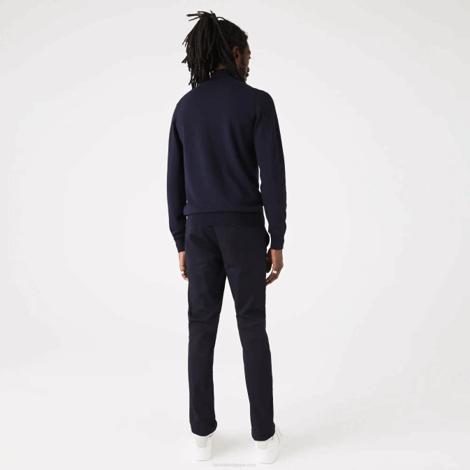bleu marine 166 V6HV1592 Hommes Lacoste pull à col roulé en laine mérinos