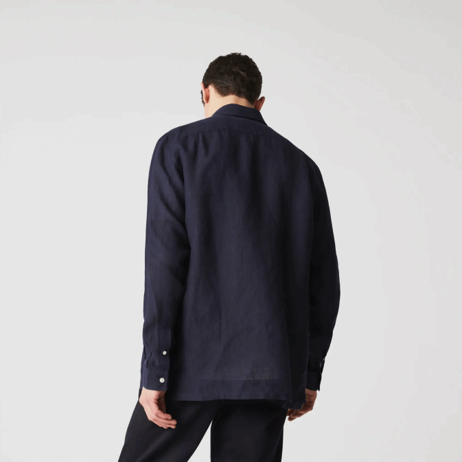 bleu marine 166 V6HV1650 Hommes Lacoste chemise en lin coupe classique