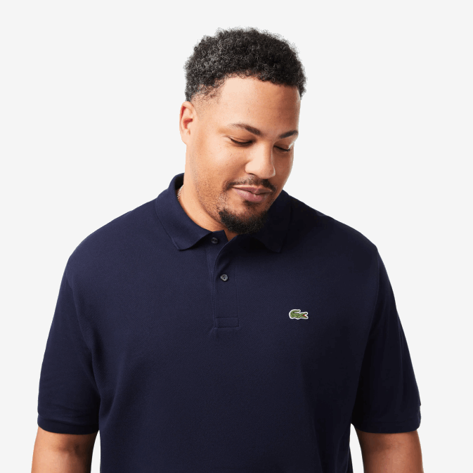 bleu marine 166 V6HV189 Hommes Lacoste polo en coton petit piqué - grande taille - long