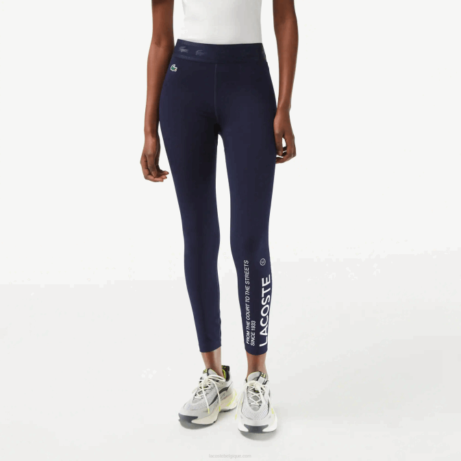 bleu marine 166 V6HV2408 femmes Lacoste legging sport 7/8 en polyester recyclé