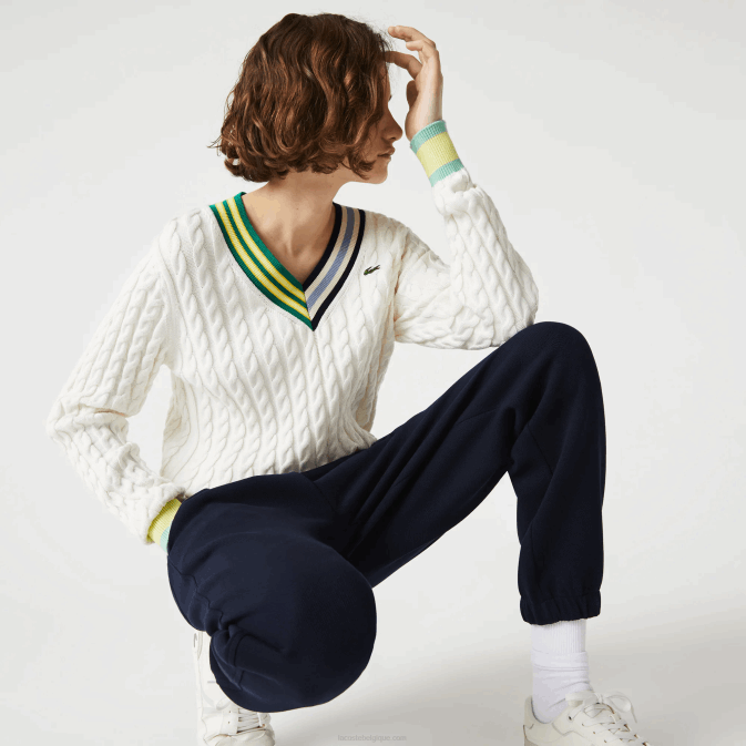 bleu marine 166 V6HV2413 femmes Lacoste pantalon de jogging en coton mélangé