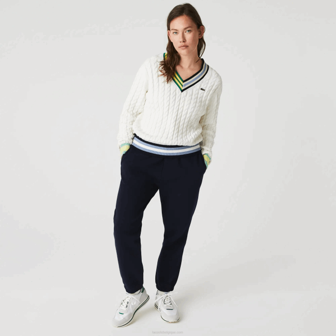 bleu marine 166 V6HV2413 femmes Lacoste pantalon de jogging en coton mélangé
