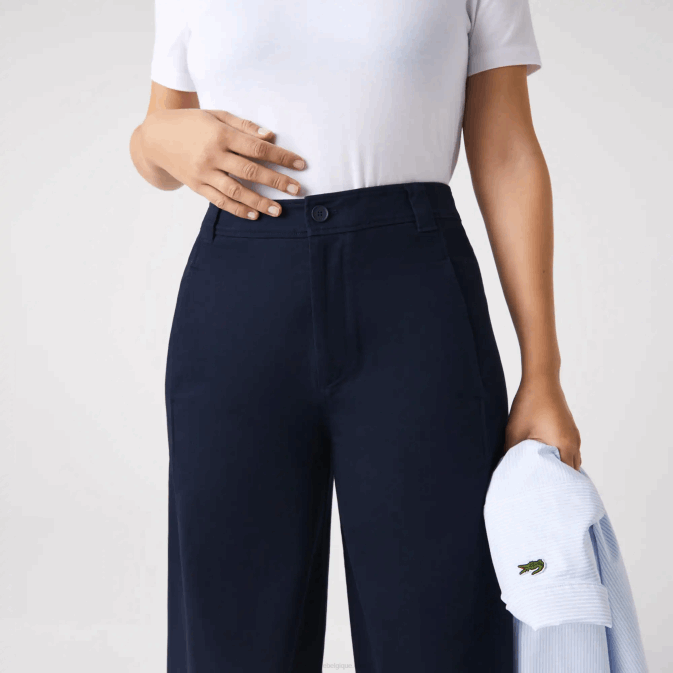 bleu marine 166 V6HV2652 femmes Lacoste pantalon en gabardine de coton