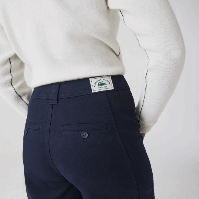 bleu marine 166 V6HV2652 femmes Lacoste pantalon en gabardine de coton