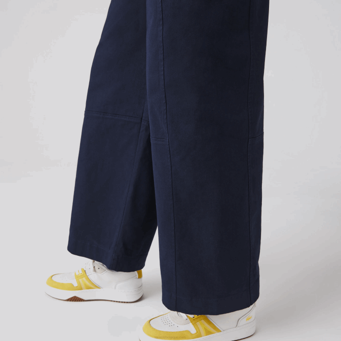 bleu marine 166 V6HV2652 femmes Lacoste pantalon en gabardine de coton