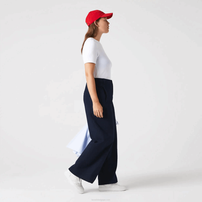 bleu marine 166 V6HV2652 femmes Lacoste pantalon en gabardine de coton