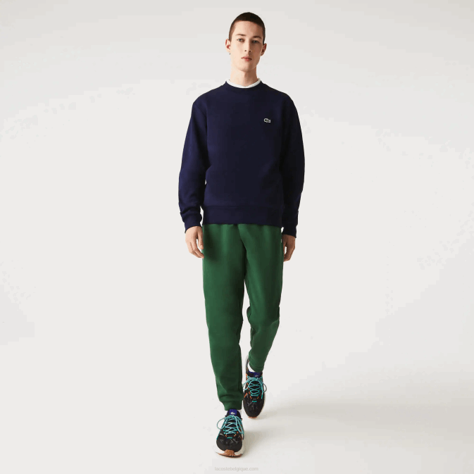 bleu marine 166 V6HV274 Hommes Lacoste sweat-shirt en coton bio brossé