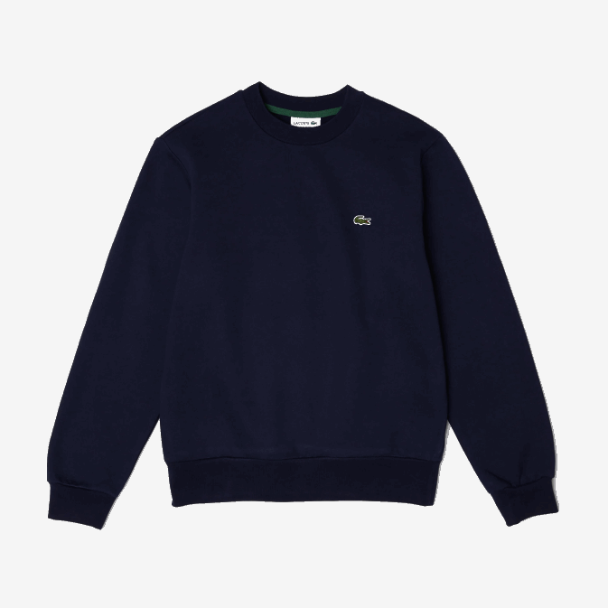 bleu marine 166 V6HV274 Hommes Lacoste sweat-shirt en coton bio brossé