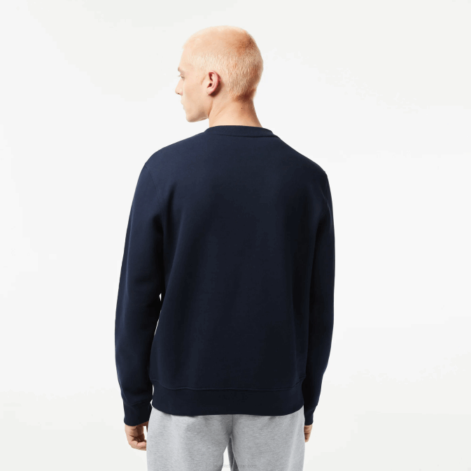 bleu marine 166 V6HV291 Hommes Lacoste sweat-shirt en flanelle à rayures et logo coupe classique