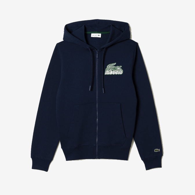 bleu marine 166 V6HV320 Hommes Lacoste sweat à capuche zippé en molleton non brossé