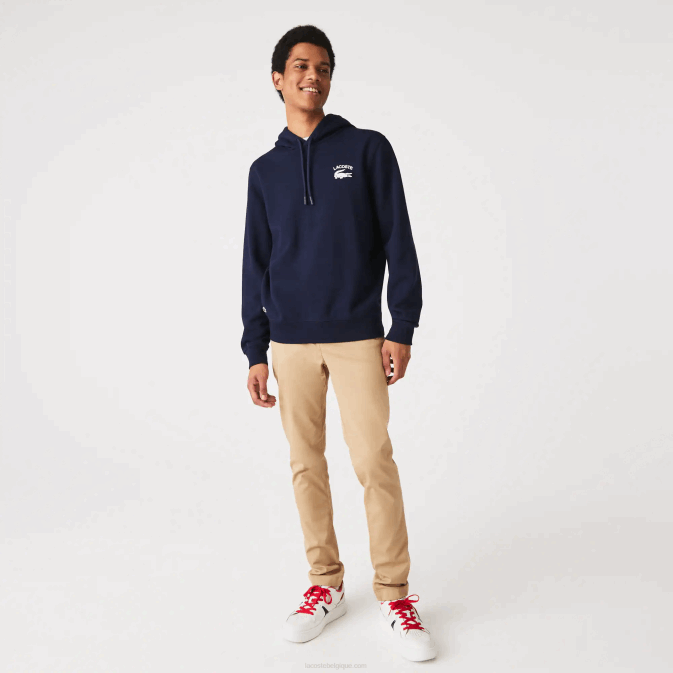 bleu marine 166 V6HV359 Hommes Lacoste sweat à capuche uni coupe classique
