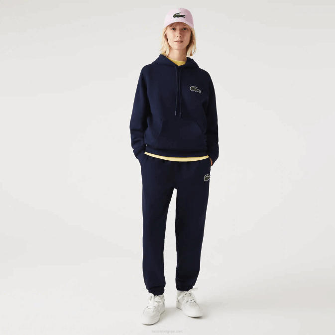 bleu marine 166 V6HV366 Hommes Lacoste sweat ample à capuche en coton bio