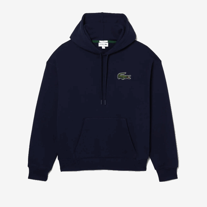 bleu marine 166 V6HV366 Hommes Lacoste sweat ample à capuche en coton bio
