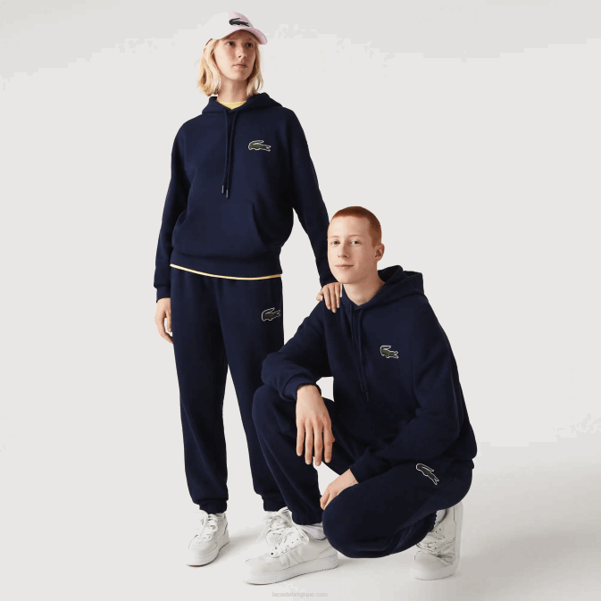 bleu marine 166 V6HV366 Hommes Lacoste sweat ample à capuche en coton bio